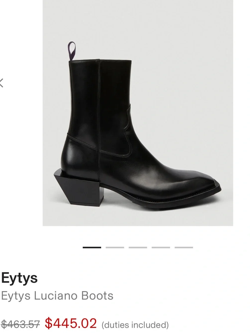 Eytys Luciano Black Leather Sculpted-Heel Ankle Boots